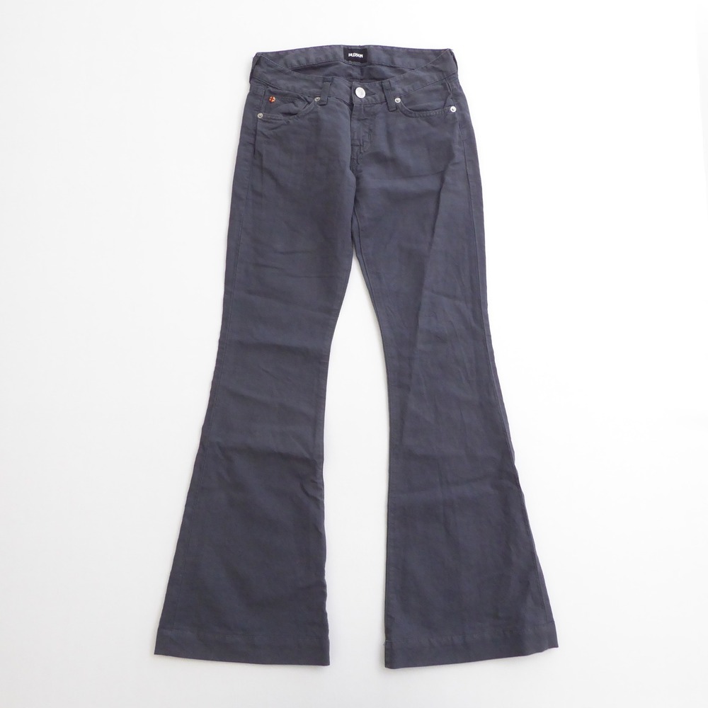 Hudson Womens Ferris Flap Flare Pants Gray Linen Blend Size 25